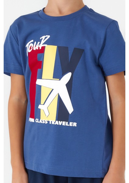 Tour Fly Gece Mavisi Melanj Erkek Çocuk Kısa Kol Pijama Takım indirimleri