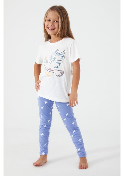 Bird Smile Krem Kız Çocuk Tayt Takım