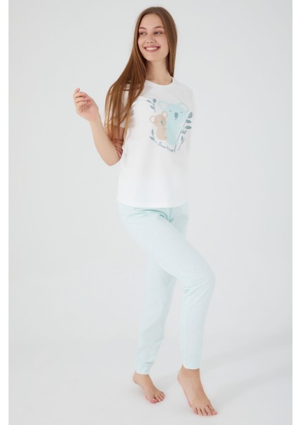 Bears Krem Kadın Kısa Kol Pijama Takım