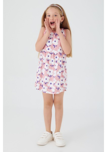 Florals Pembe Kız Çocuk Elbise