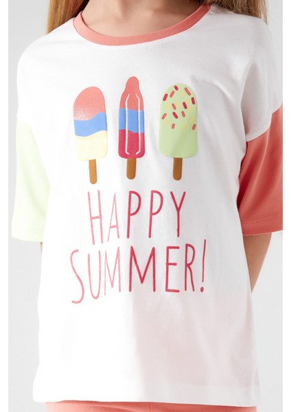 Rolypoly Summer Krem Kız Çocuk Kapri Takım