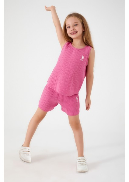 Light Purple Reflection Detail Fuşya Kız Çocuk Şort Takım fiyatları