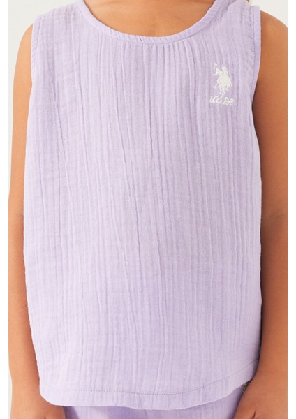 Light Purple Reflection Detail Lila Kız Çocuk Şort Takım fırsatları