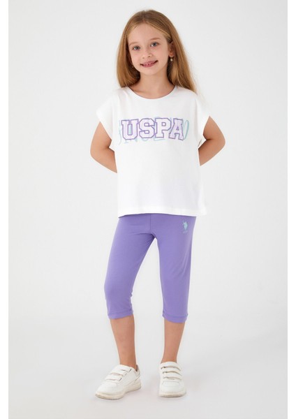 U.S. Polo Assn Kız Çocuk Kapri Takım Yazlık Konforlu Tasarım Krem ve Mavi Renk fiyatları