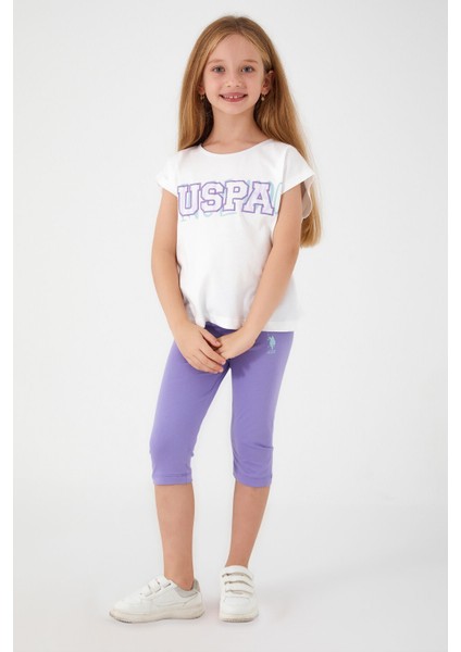 U.S. Polo Assn Kız Çocuk Kapri Takım Yazlık Konforlu Tasarım Krem ve Mavi Renk modelleri