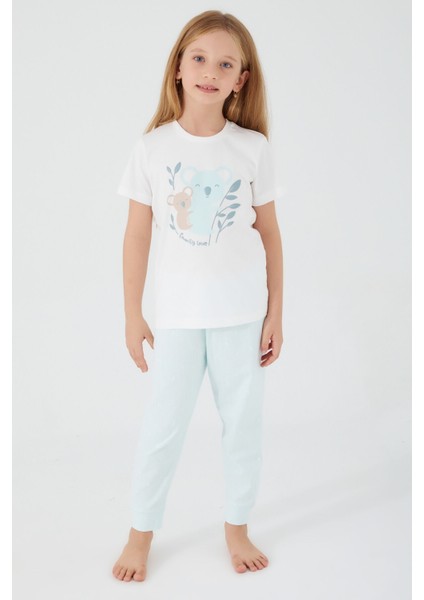 Teddy Bears Krem Kız Çocuk Kısa Kol Pijama Takım