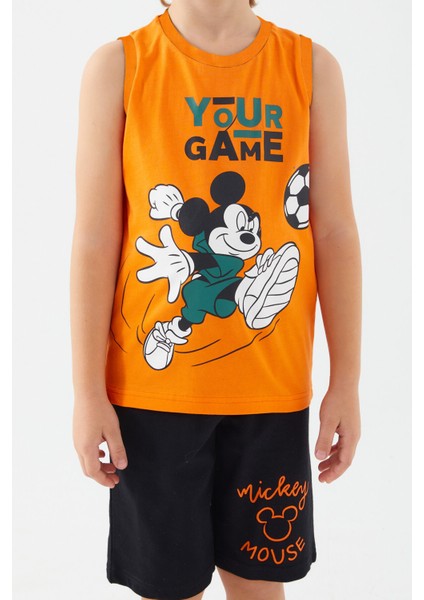 Mickey Mouse Your Game Turuncu Melanj Erkek Çocuk Bermuda Takım