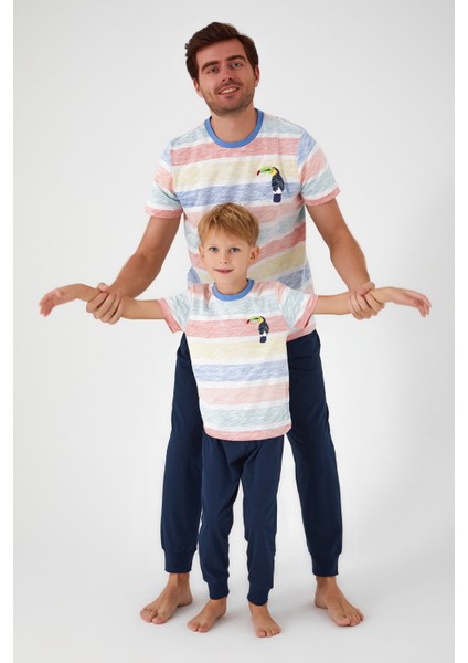 Bird Pattern Krem Erkek Çocuk Kısa Kol Pijama Takım fırsatları