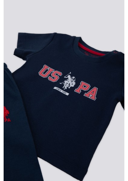 Logo Is Detailed Lacivert Bebek T-shirt Takım