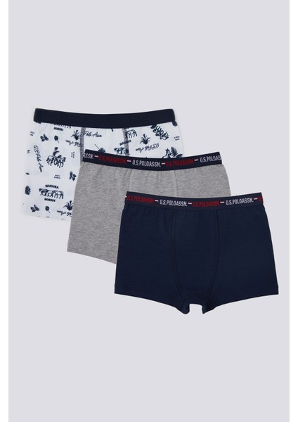 U.S. Polo Assn. Stripe Detail Erkek Çocuk 3'lü Boxer