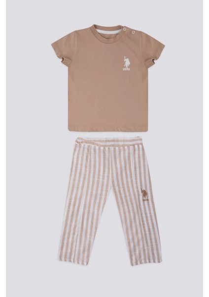 Delicate Light Texture Açık Kahverengi Bebek T-shirt Takım