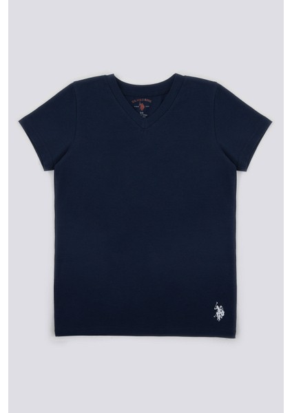 U.S. Polo Assn. Solid Color Navy Erkek Çocuk V Yaka Fanila