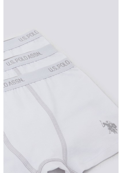 U.s. Polo Assn Plain Color Beyaz Erkek Çocuk 3lü Boxer