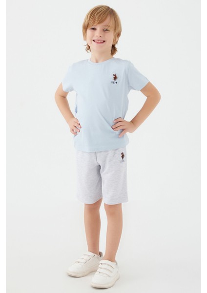 Light Blue Gri Erkek Çocuk Bermuda Takım