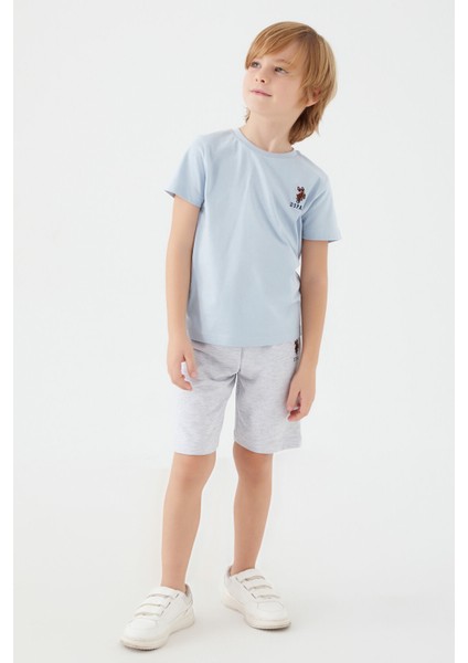 Light Blue Gri Erkek Çocuk Bermuda Takım