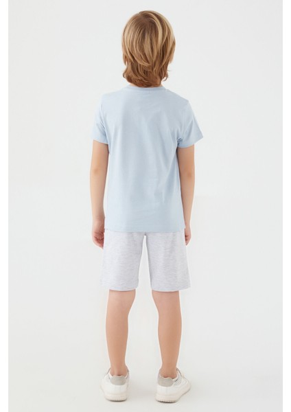 Light Blue Gri Erkek Çocuk Bermuda Takım