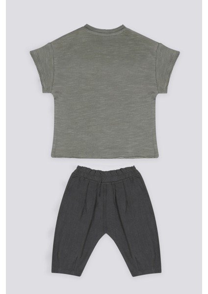 The Elegance Of Khaki Haki Erkek BebekT-shirt Pantolon Takım fırsatları