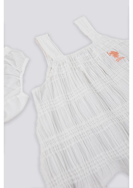 Sensitive Pattern Krem Turuncu Bebek Kolsuz Elbise Külot Takım