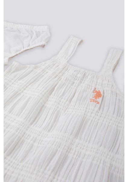 Sensitive Pattern Krem Turuncu Bebek Kolsuz Elbise Külot Takım