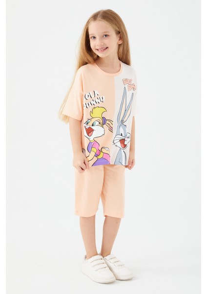 Lola Bunny And Bugs Bunny Şeker Pembe Kız Çocuk Kapri Takım