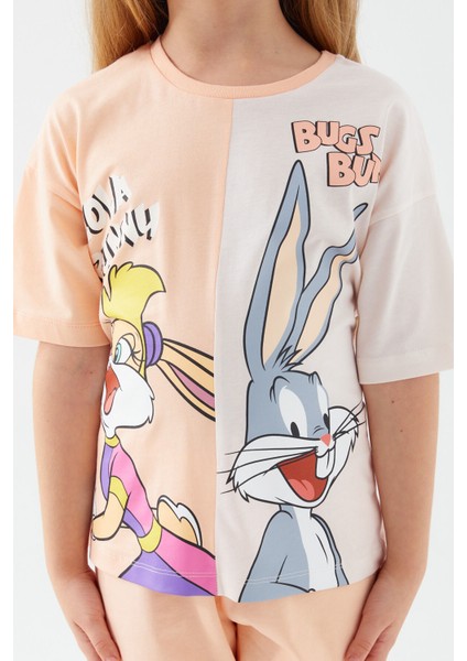 Lola Bunny And Bugs Bunny Şeker Pembe Kız Çocuk Kapri Takım