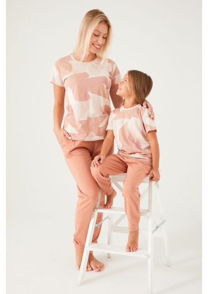 Inspired Bej Kız Çocuk Kısa Kol Pijama Takım