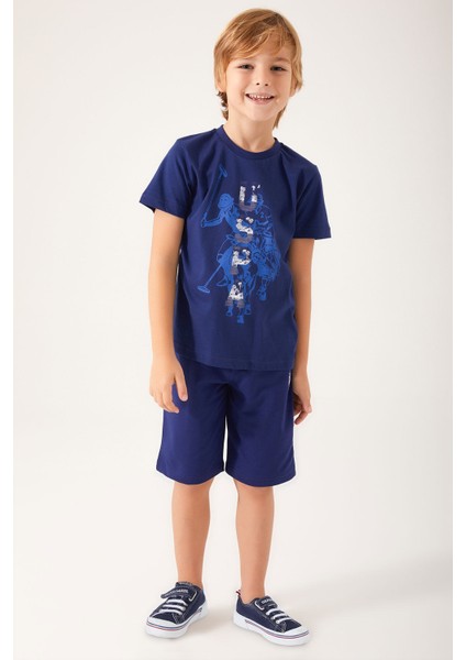 Color Painting Lacivert Erkek Çocuk Bermuda Takım modelleri