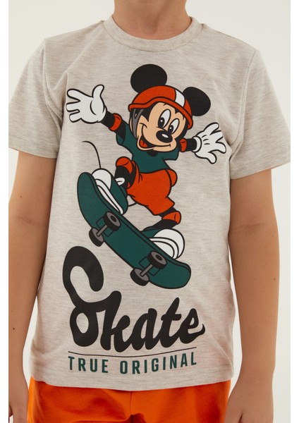 Skate Gri Erkek Çocuk Bermuda Takım