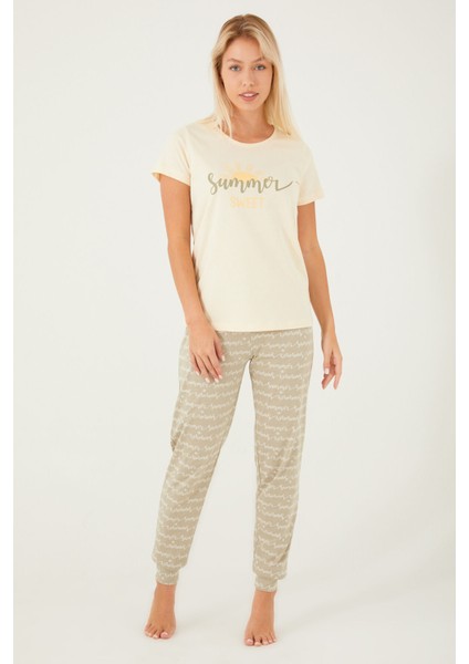 Summer Sweet Krem Kadın Kısa Kol Pijama Takım fiyatları