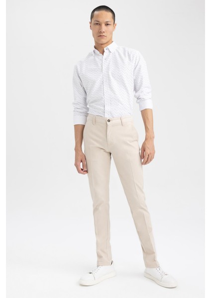 Modern Fit Baskılı Dokulu Uzun Kollu Pamuklu Gömlek Z8164AZ23SP