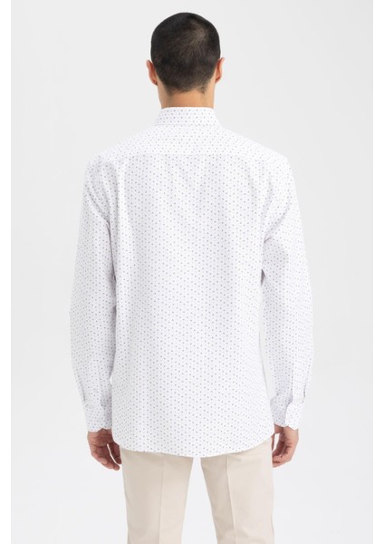 Modern Fit Baskılı Dokulu Uzun Kollu Pamuklu Gömlek Z8164AZ23SP