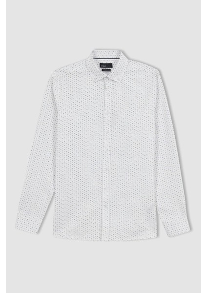 Modern Fit Baskılı Dokulu Uzun Kollu Pamuklu Gömlek Z8164AZ23SP