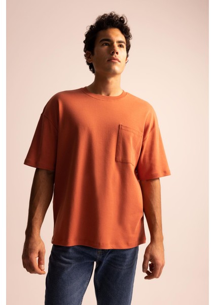 Oversize Fit Bisiklet Yaka Kısa Kollu %100 Pamuk Ağır Kumaş Tişört T3661AZ23SP