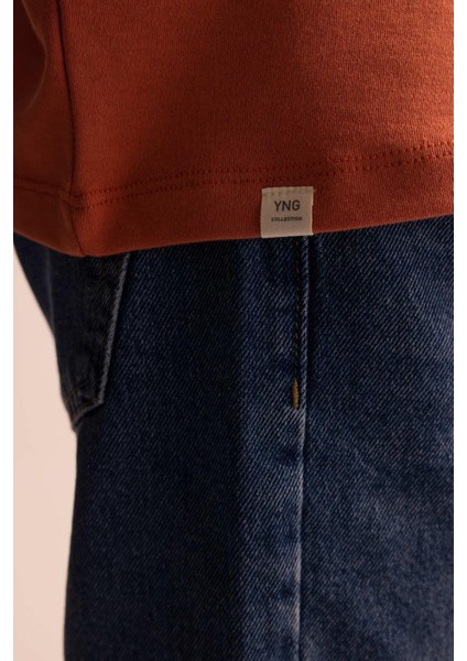Oversize Fit Bisiklet Yaka Kısa Kollu %100 Pamuk Ağır Kumaş Tişört T3661AZ23SP indirimleri