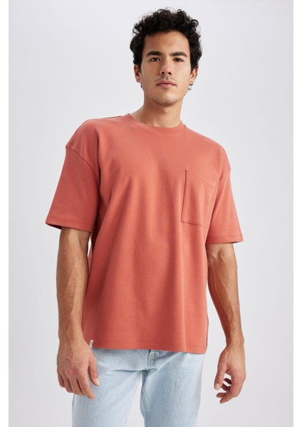 Oversize Fit Bisiklet Yaka Kısa Kollu %100 Pamuk Ağır Kumaş Tişört T3661AZ23SP
