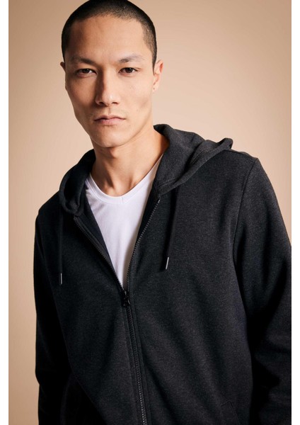 Regular Fit Kapüşonlu Fermuarlı Sweatshirt Z0128AZ23SP indirimleri