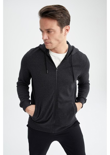 Regular Fit Kapüşonlu Fermuarlı Sweatshirt Z0128AZ23SP