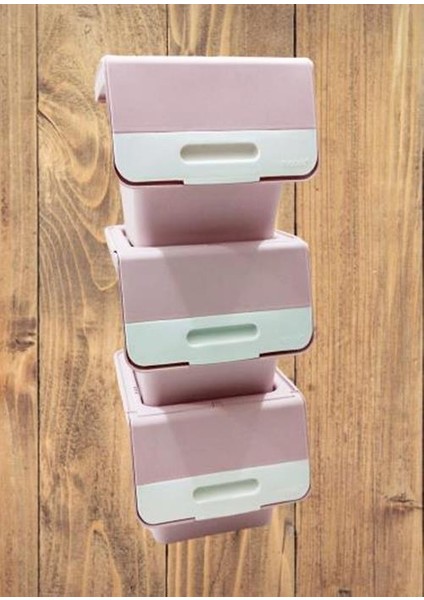 Motek Organızer Tekerlekli Eşya ve Erzak Kutusu 3X33 LT-MT05 Pembe+Beyaz