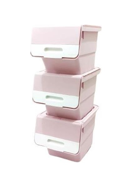 Motek Organızer Tekerlekli Eşya ve Erzak Kutusu 3X33 LT-MT05 Pembe+Beyaz