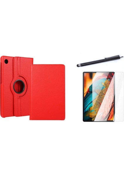 Lenova Tab M10 Plus TB-328F 3.jenerasyon Dönenebilen Stand Deri Kılıf Ekran Koruyucu Kalem