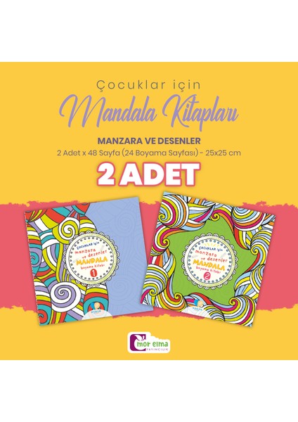 Çocuklar Için 2 Adet Manzara ve Desenler Mandala Kitabı