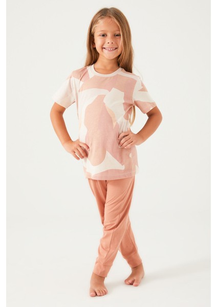 Inspired Bej Kız Çocuk Kısa Kol Pijama Takım