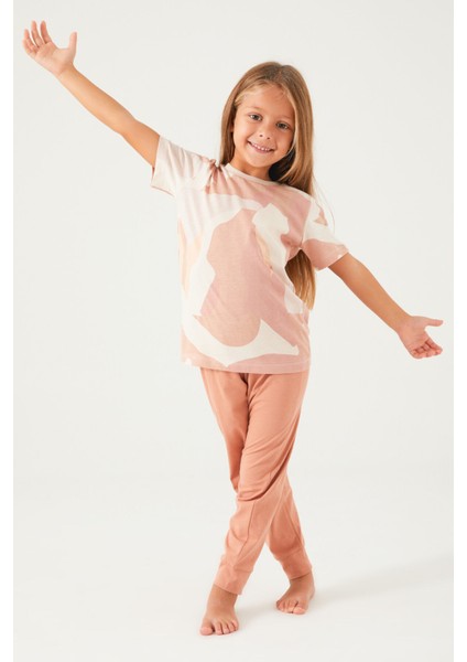 Inspired Bej Kız Çocuk Kısa Kol Pijama Takım fırsatları