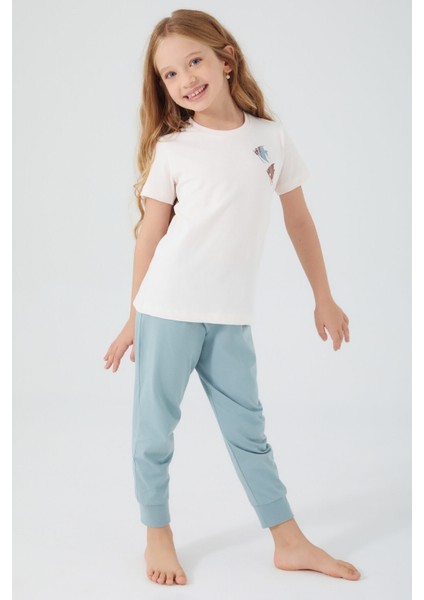 Angel Fish Beyaz Kız Çocuk Kısa Kol Pijama Takım