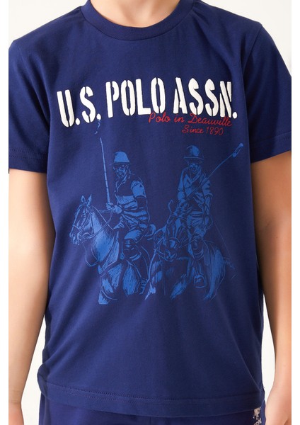 U.S. Polo Assn. Picture Details Red Lacivert Erkek Çocuk Bermuda Takım