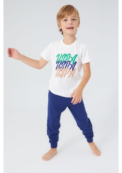 Writing Krem Erkek Çocuk Kısa Kol Pijama Takım modelleri