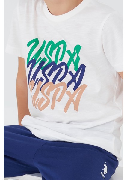 Writing Krem Erkek Çocuk Kısa Kol Pijama Takım fırsatları
