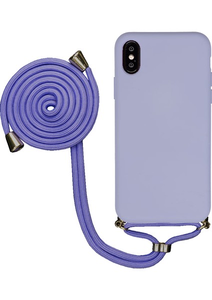 Apple iPhone Xs Max Uyumlu Kılıf Silikon Boyundan Askılı Ipli Lansman Kapak Renkli Tpu