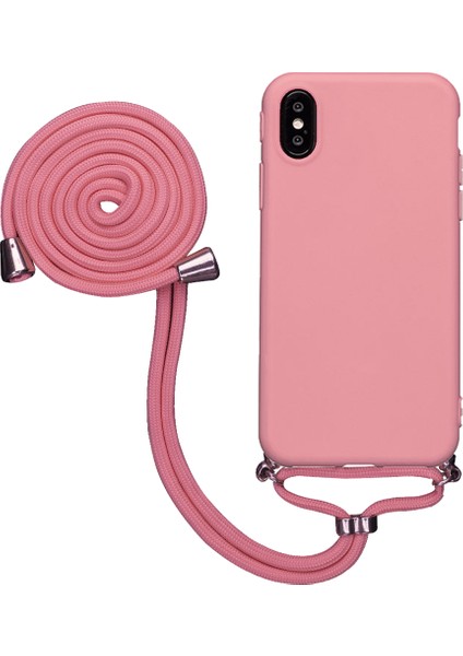 Apple iPhone Xs Max Uyumlu Kılıf Silikon Boyundan Askılı Ipli Lansman Kapak Renkli Tpu
