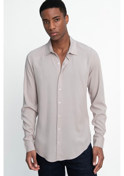 Slim Fit Dar Kesim Uzun Kol Dökümlü Viskon Şık Erkek Gömlek fiyatları